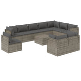 11 Piece Garden Lounge Set with Cushions Grey Poly Rattan - Top-Down View