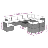 11 Piece Garden Lounge Set with Cushions Grey Poly Rattan - Extra Image
