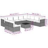 11 Piece Garden Lounge Set with Cushions Grey Poly Rattan