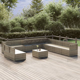 12 Piece Garden Lounge Set with Cushions Grey Poly Rattan - Side View