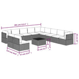12 Piece Garden Lounge Set with Cushions Grey Poly Rattan - Extra Image