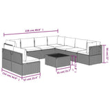 10 Piece Garden Lounge Set with Cushions Grey Poly Rattan