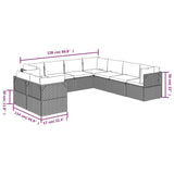 9 Piece Garden Lounge Set with Cushions Grey Poly Rattan