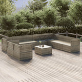 11 Piece Garden Lounge Set with Cushions Grey Poly Rattan