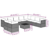 11 Piece Garden Lounge Set with Cushions Grey Poly Rattan