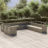 11 Piece Garden Lounge Set with Cushions Grey Poly Rattan