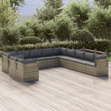 11 Piece Garden Lounge Set with Cushions Grey Poly Rattan