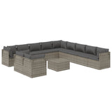 12 Piece Garden Lounge Set with Cushions Grey Poly Rattan - Top-Down View