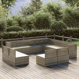 11 Piece Garden Lounge Set with Cushions Grey Poly Rattan