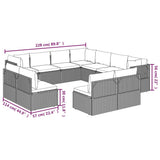 11 Piece Garden Lounge Set with Cushions Grey Poly Rattan