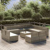 12 Piece Garden Lounge Set with Cushions Grey Poly Rattan - Side View