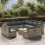 12 Piece Garden Lounge Set with Cushions Grey Poly Rattan