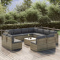 12 Piece Garden Lounge Set with Cushions Grey Poly Rattan
