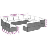 12 Piece Garden Lounge Set with Cushions Grey Poly Rattan