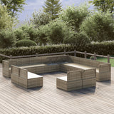 13 Piece Garden Lounge Set with Cushions Grey Poly Rattan - Side View