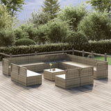 14 Piece Garden Lounge Set with Cushions Grey Poly Rattan