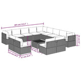 14 Piece Garden Lounge Set with Cushions Grey Poly Rattan - Extra Image
