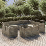 11 Piece Garden Lounge Set with Cushions Grey Poly Rattan - Top-Down View