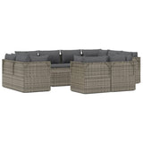 12 Piece Garden Lounge Set with Cushions Grey Poly Rattan
