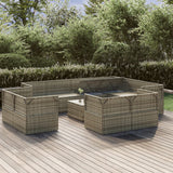 12 Piece Garden Lounge Set with Cushions Grey Poly Rattan