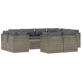 12 Piece Garden Lounge Set with Cushions Grey Poly Rattan