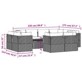 12 Piece Garden Lounge Set with Cushions Grey Poly Rattan - Extra Image