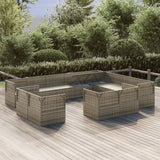 12 Piece Garden Lounge Set with Cushions Grey Poly Rattan