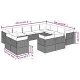 12 Piece Garden Lounge Set with Cushions Grey Poly Rattan