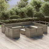 13 Piece Garden Lounge Set with Cushions Grey Poly Rattan - Top-Down View