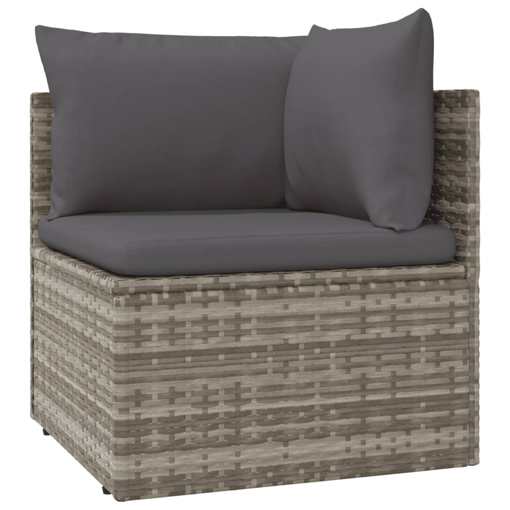 13 Piece Garden Lounge Set with Cushions Grey Poly Rattan