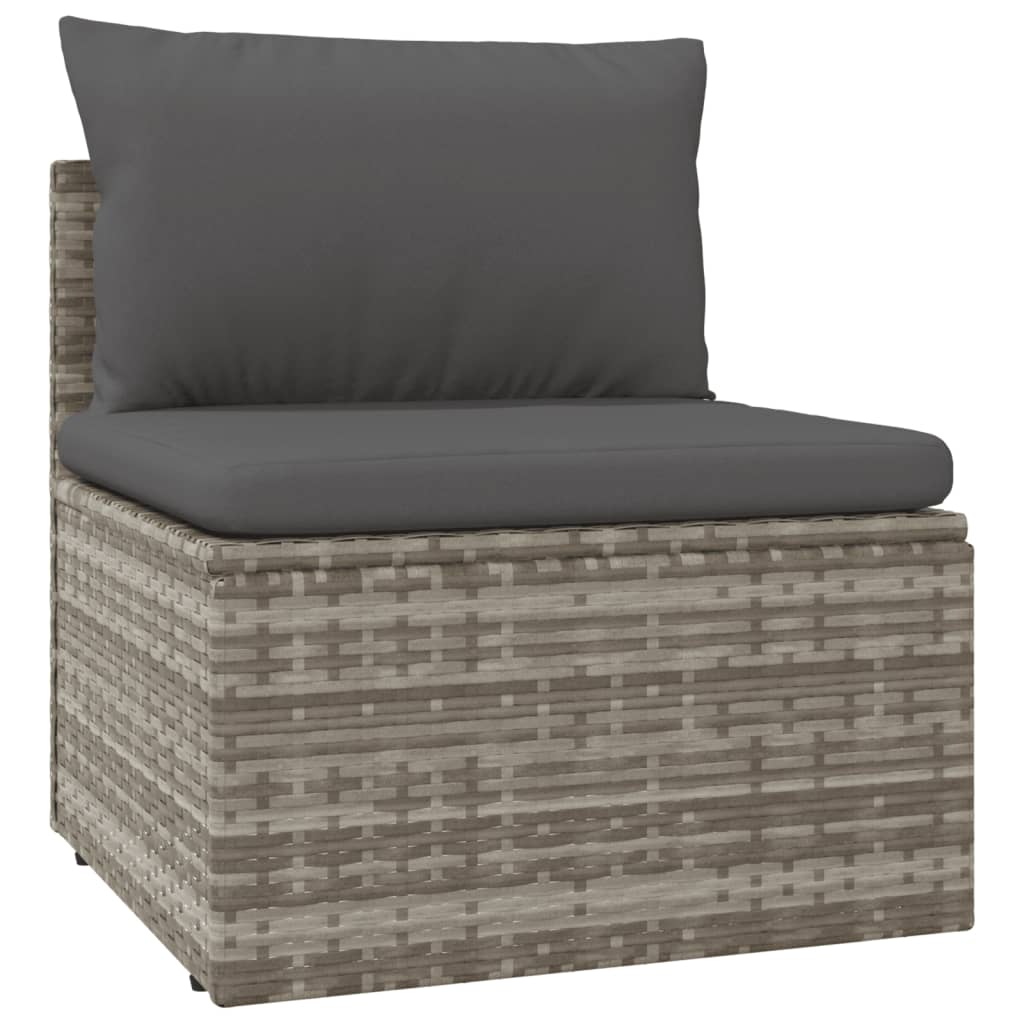 13 Piece Garden Lounge Set with Cushions Grey Poly Rattan