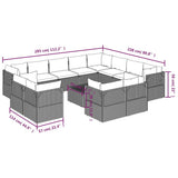 13 Piece Garden Lounge Set with Cushions Grey Poly Rattan - Extra Image