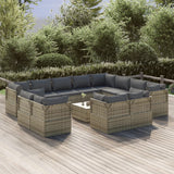 13 Piece Garden Lounge Set with Cushions Grey Poly Rattan