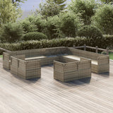 13 Piece Garden Lounge Set with Cushions Grey Poly Rattan - Top-Down View