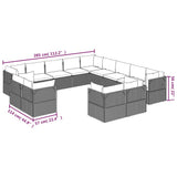 13 Piece Garden Lounge Set with Cushions Grey Poly Rattan