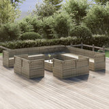 14 Piece Garden Lounge Set with Cushions Grey Poly Rattan - Top-Down View