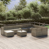 11 Piece Garden Lounge Set with Cushions Grey Poly Rattan