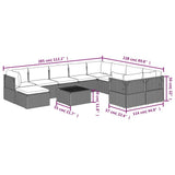 11 Piece Garden Lounge Set with Cushions Grey Poly Rattan