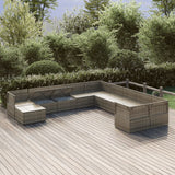 11 Piece Garden Lounge Set with Cushions Grey Poly Rattan - Side View