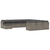 12 Piece Garden Lounge Set with Cushions Grey Poly Rattan - Top-Down View
