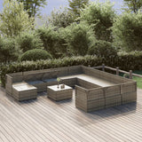 13 Piece Garden Lounge Set with Cushions Grey Poly Rattan - Side View