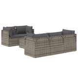 6 Piece Garden Lounge Set with Cushions Grey Poly Rattan - Top-Down View