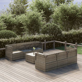 7 Piece Garden Lounge Set with Cushions Grey Poly Rattan