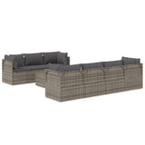8 Piece Garden Lounge Set with Cushions Grey Poly Rattan