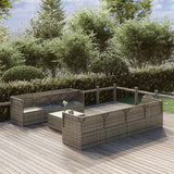 8 Piece Garden Lounge Set with Cushions Grey Poly Rattan