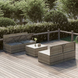 5 Piece Garden Lounge Set with Cushions Grey Poly Rattan - Side View