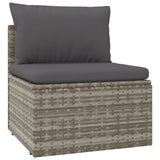 5 Piece Garden Lounge Set with Cushions Grey Poly Rattan - 45-Degree Angle