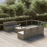 6 Piece Garden Lounge Set with Cushions Grey Poly Rattan - Side View