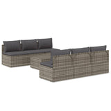 7 Piece Garden Lounge Set with Cushions Grey Poly Rattan