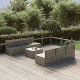 7 Piece Garden Lounge Set with Cushions Grey Poly Rattan
